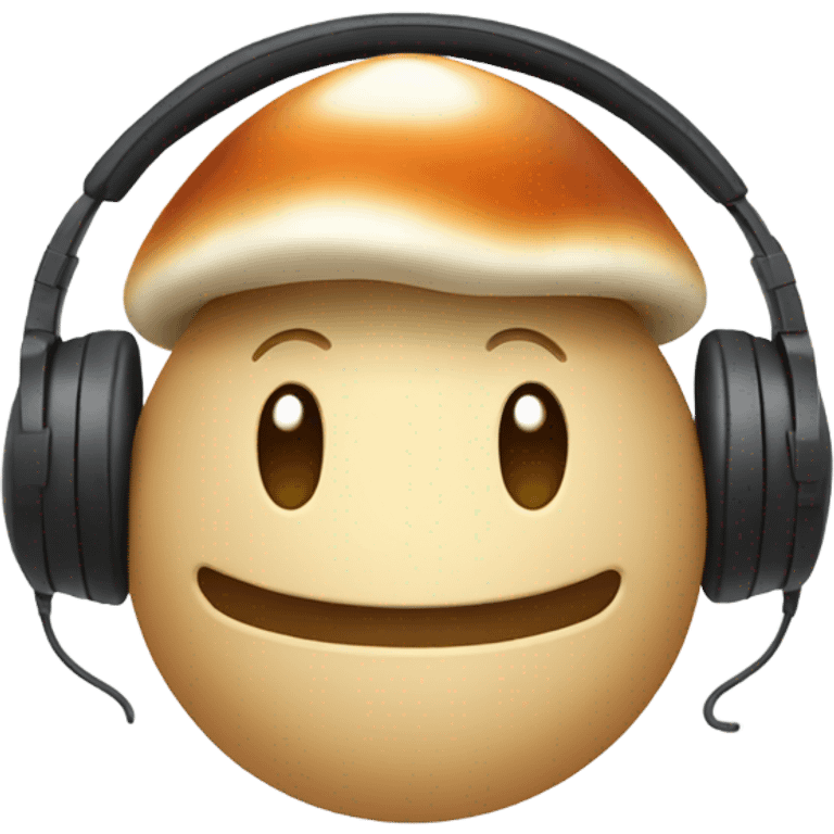 Mushroom emoji wearing headphones   emoji