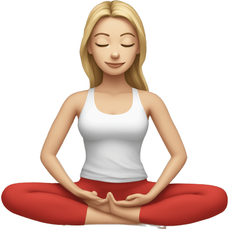  yoga white girl in red yoga emoji