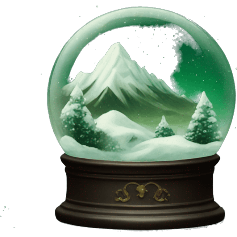 vintage dark green rococo night sky mountains snow globe emoji