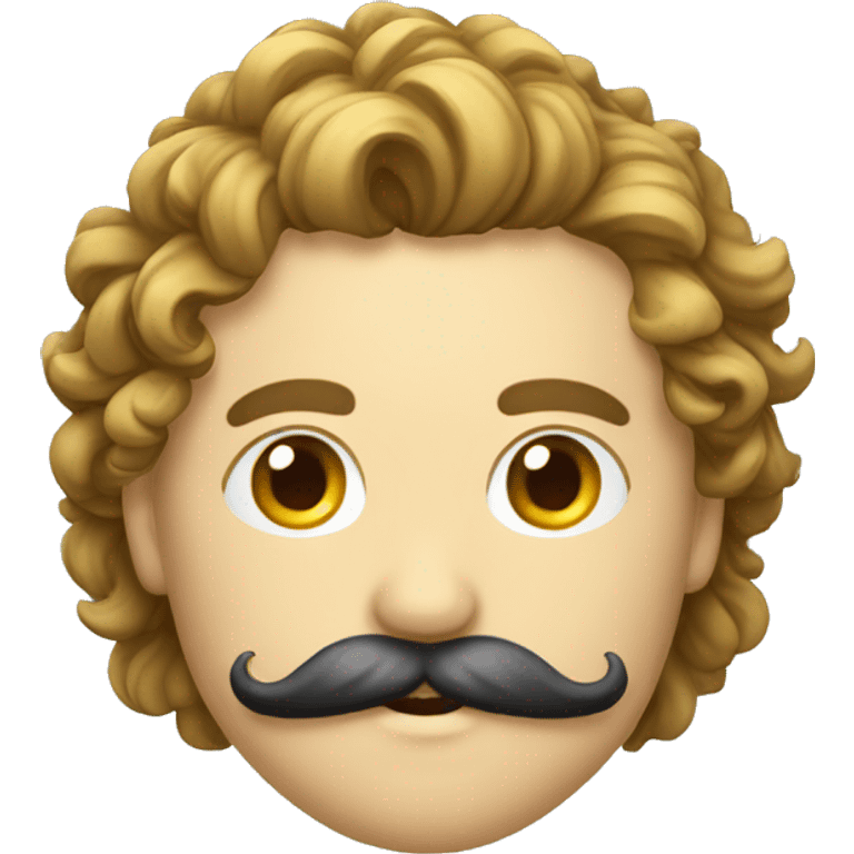 Homme cheuveux boucle+ moustache fine  emoji