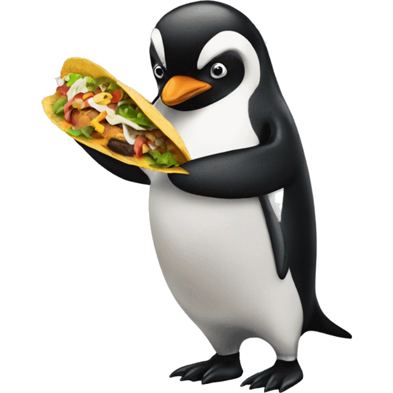 penguin eating a taco emoji