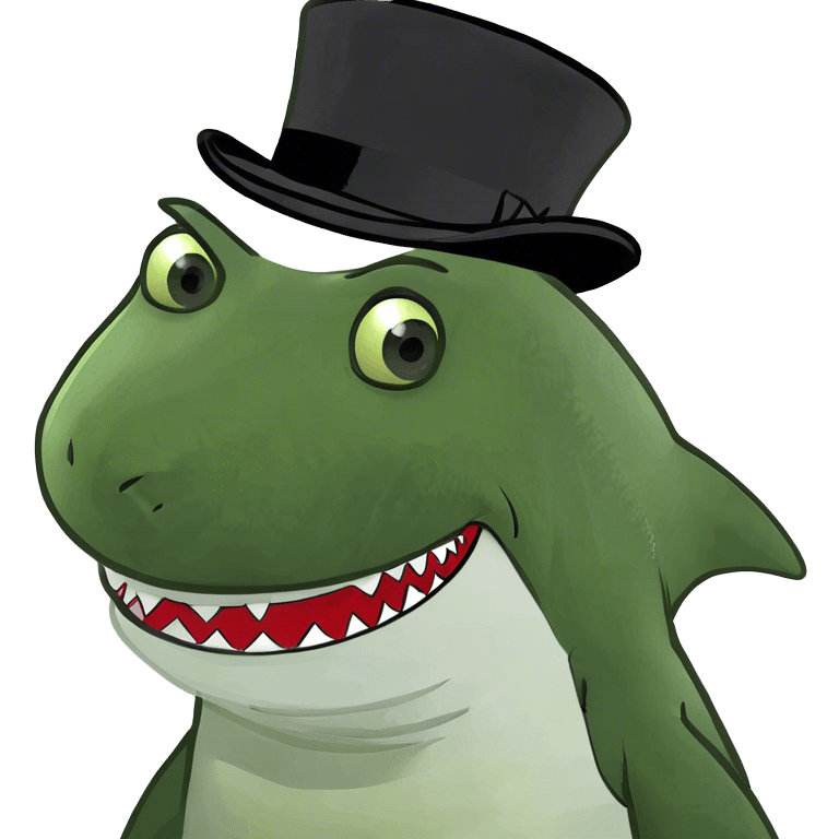 Shark with a top hat emoji