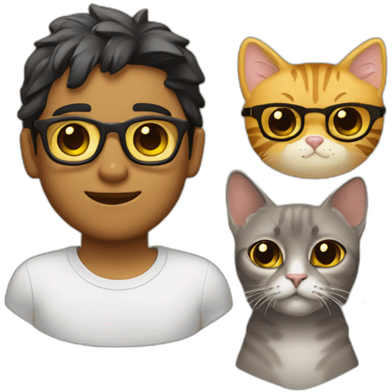 joven con gafas y gato emoji