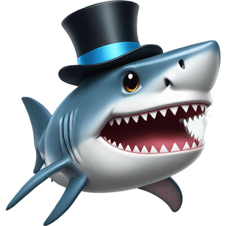 Shark with a top hat emoji