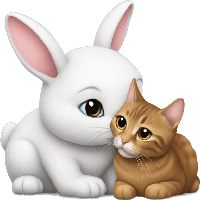 Bunny kissing a cat emoji