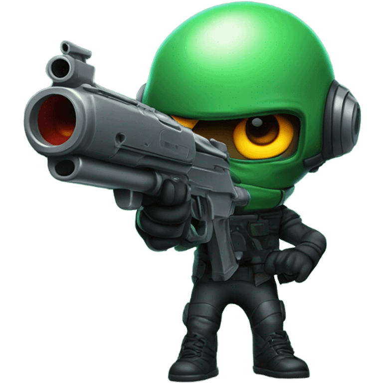 Martian hitman pointing gun high emoji