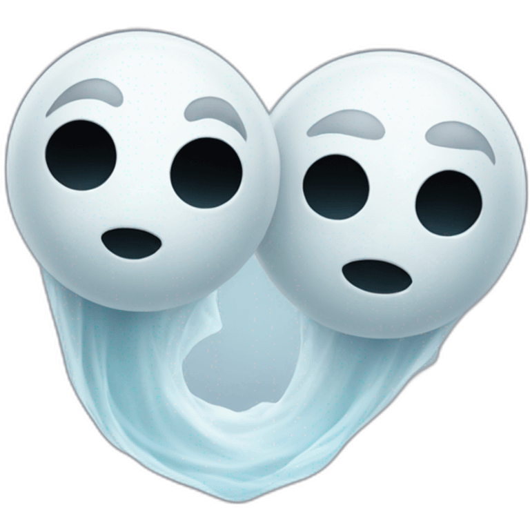 a female ghost and a male ghost flying as a Ying yang emoji