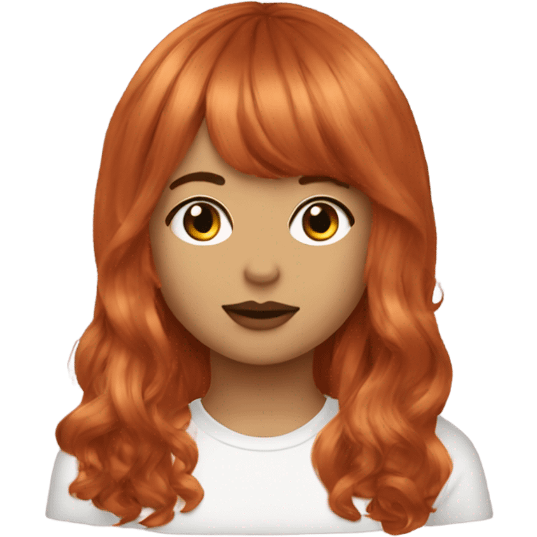 Moça ruiva com curtain bangs emoji