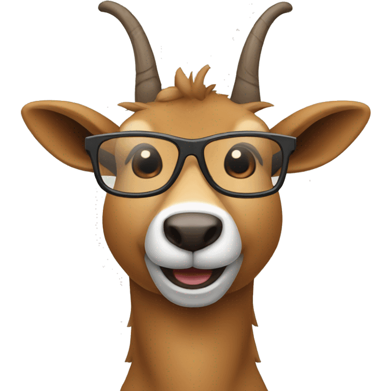 happy smart smiling brown chamois with glasses emoji