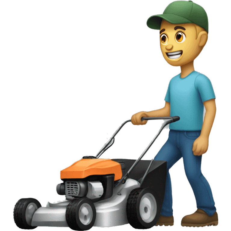 man with a buck tooth and lawn mower emoji