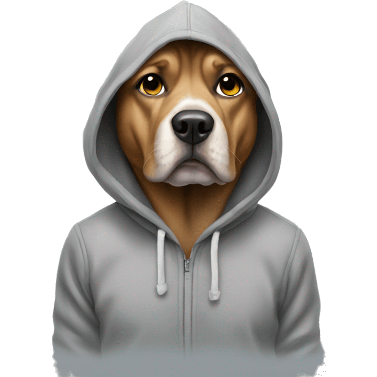 dog wearing a hoodie shile smoking emoji