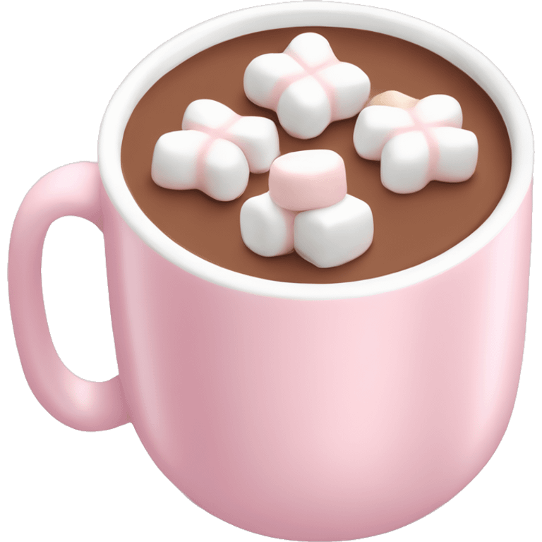 Light Pink mug of hot chocolate with marshmallows  emoji