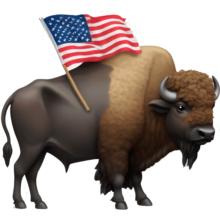 a buffalo with an american flag emoji