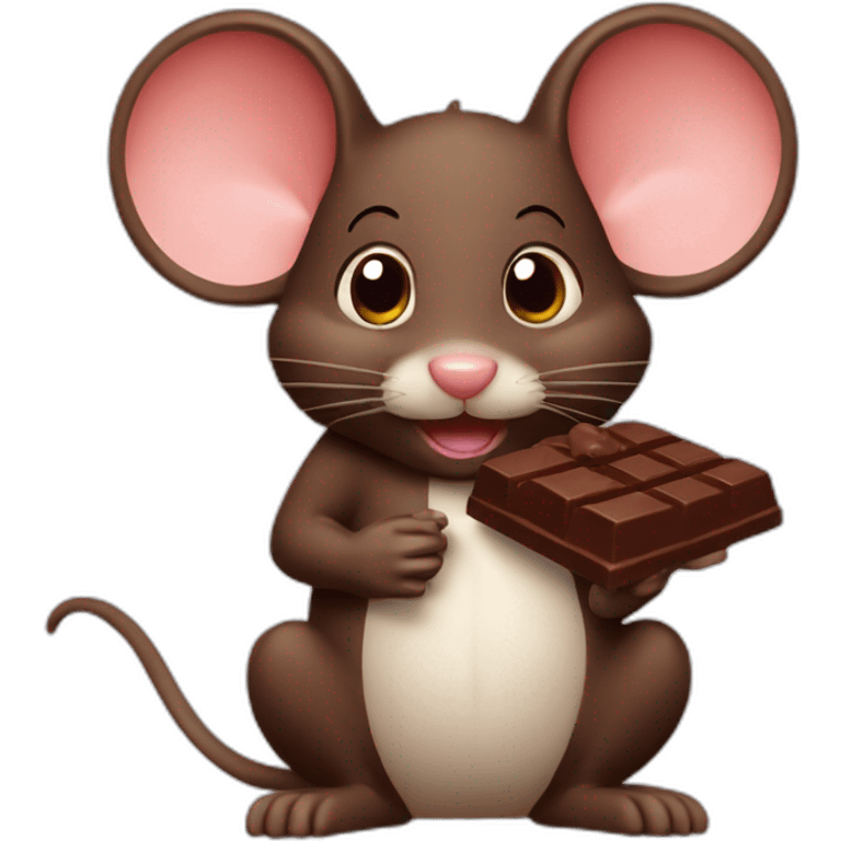 a mouse eating chocolate emoji