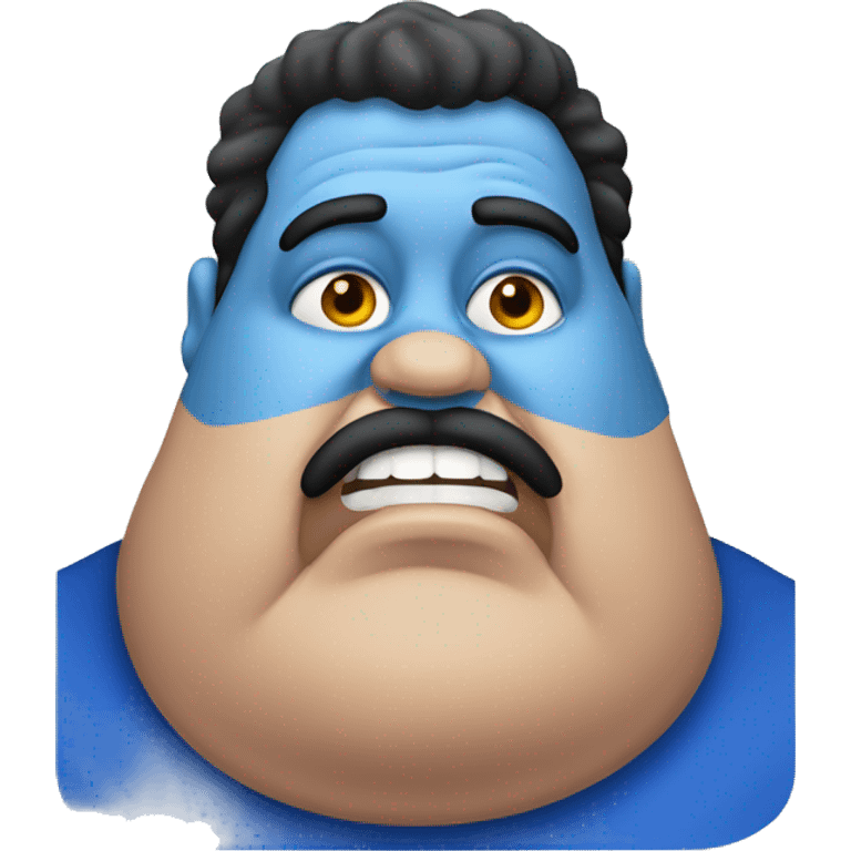 Fat man with blue skin with 
astonishing expresion emoji