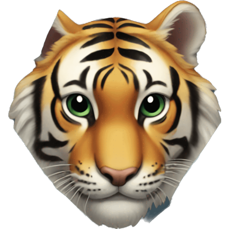 tiger looking through giant diamond emoji