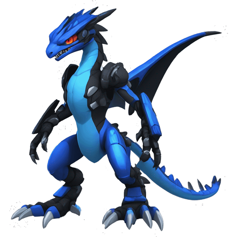  Cool Edgy Black Blue Digimon-Fakemon-Guilmon-Velociraptor-Dragon-Mecha full body emoji