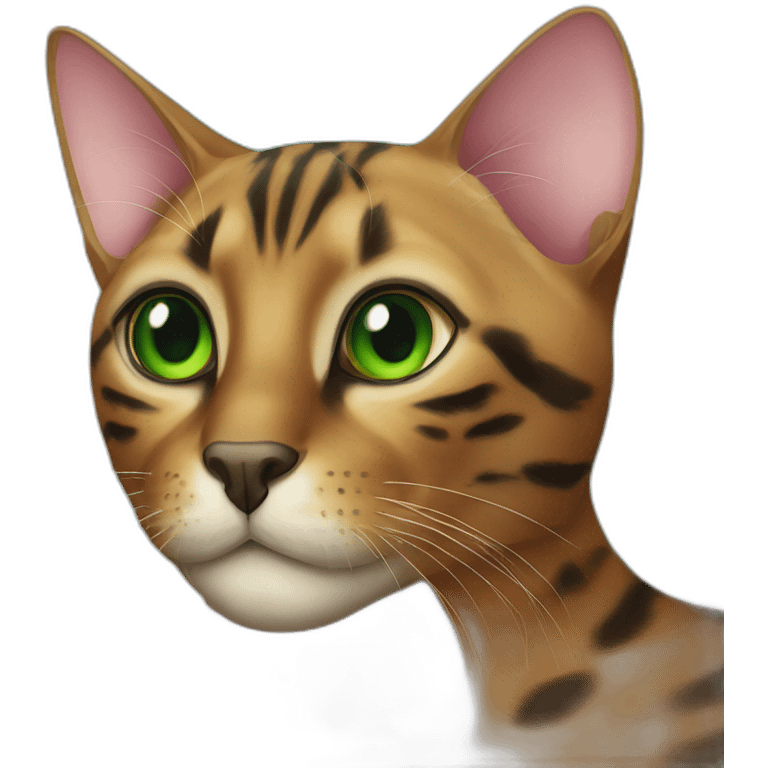 bengal black cat with green eyes emoji