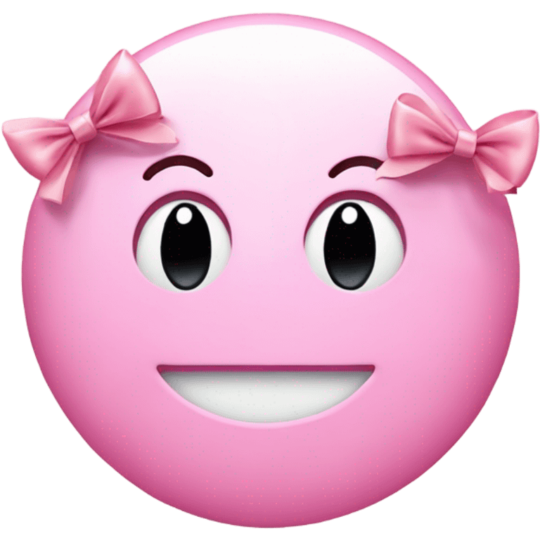 Light pink smiley with two little bows and eyelashes  emoji