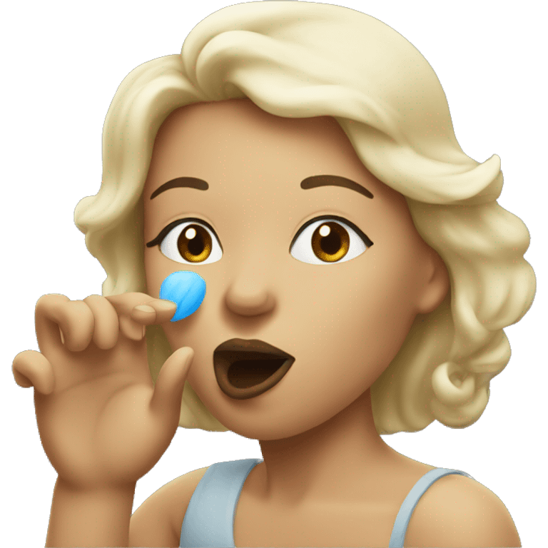 A woman blowing a kiss emoji