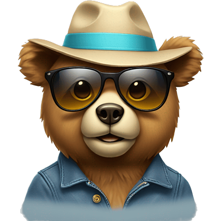 cute bear with a hat and sunglasses emoji