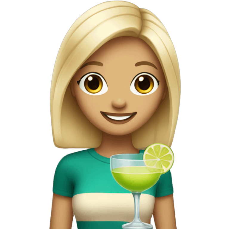 Cute blonde with medium length hair holding a margarita emoji