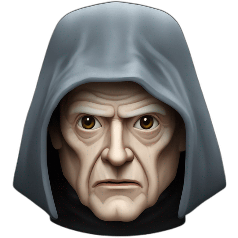 Emperor Shiev Palpatine (scarred and deformed, black hood, robe) Star Wars The return of the jedi emoji