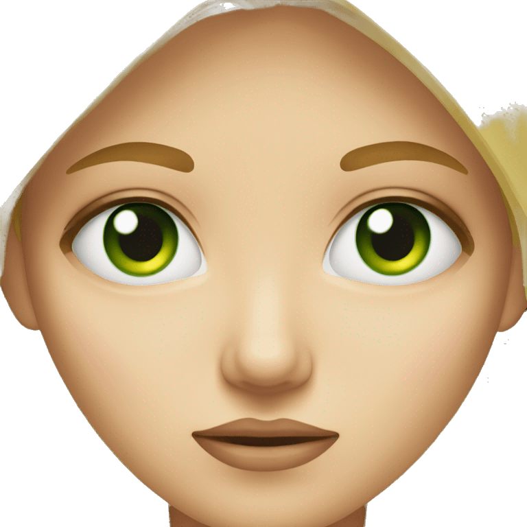 Blonde girl with green eyes eyes shows Dislike emoji