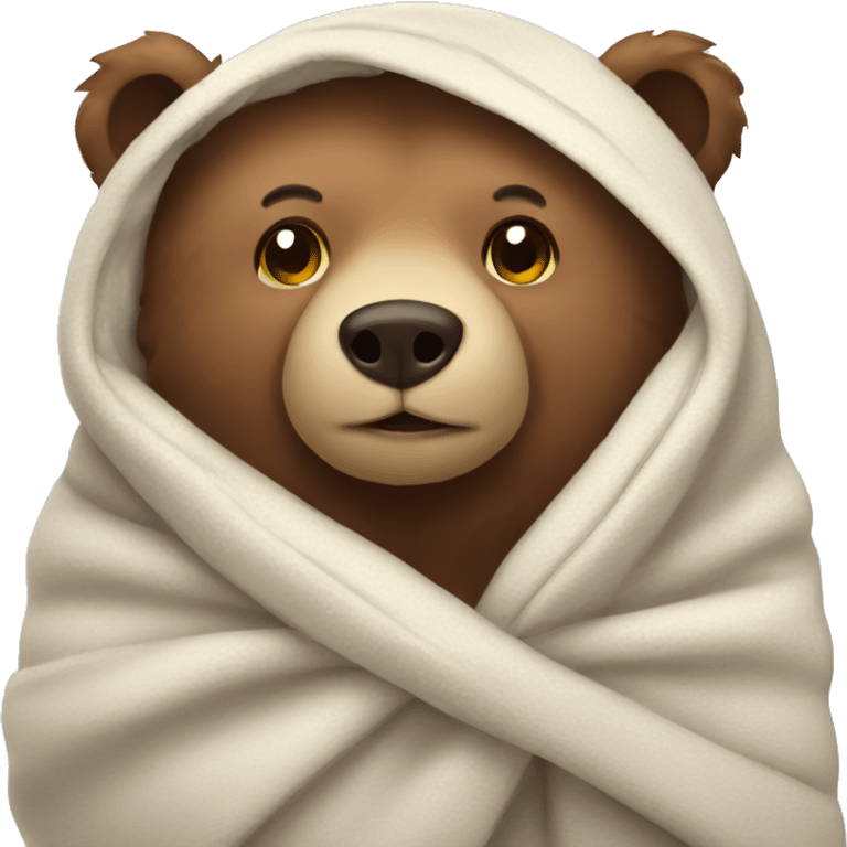 bear cozy in blanket emoji