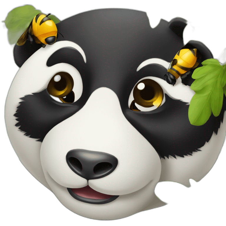 un panda qui fait un câlin à une abeille  emoji