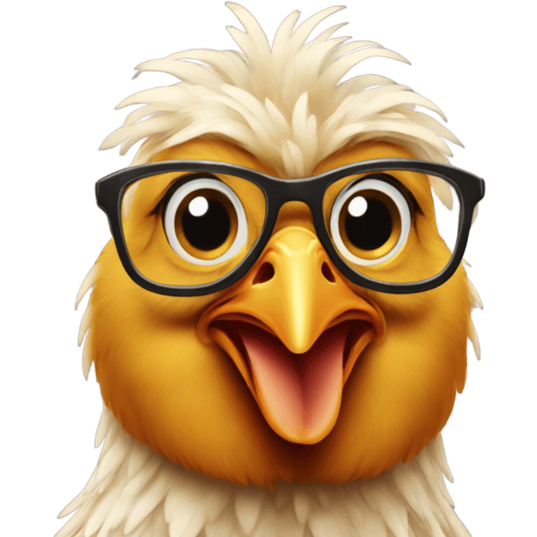 Chicken with glasses emoji