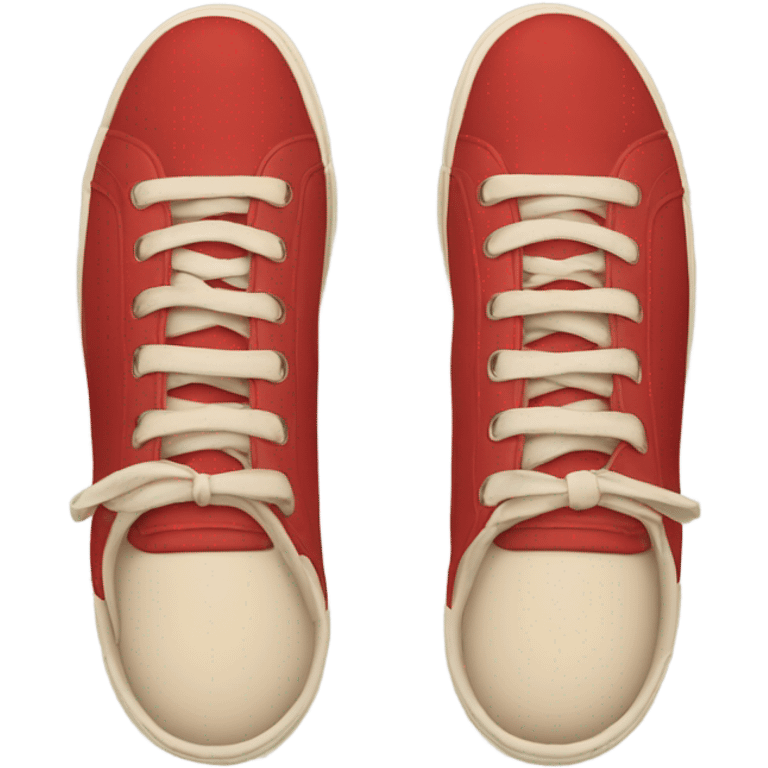 red and beige sneakers on feet emoji