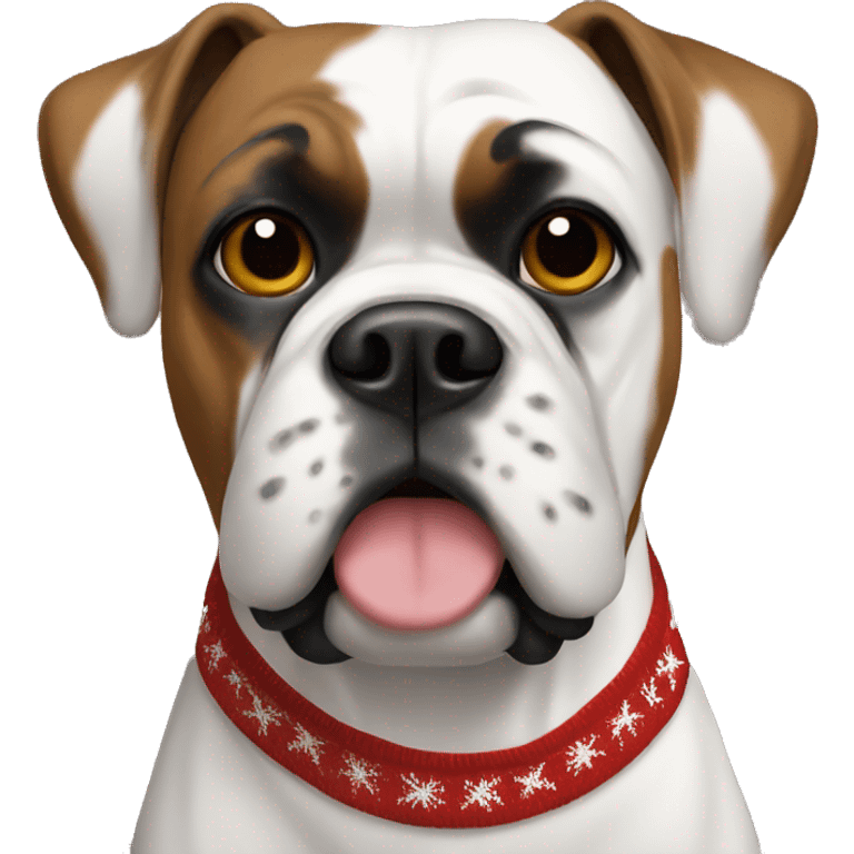 White boxer in Christmas sweater emoji