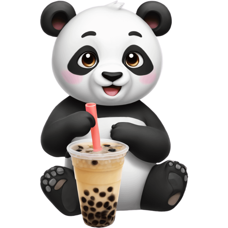 Panda with bubble tea emoji