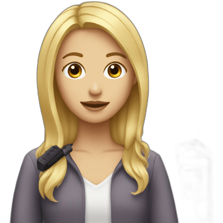 blonde girl with podcast microphone emoji