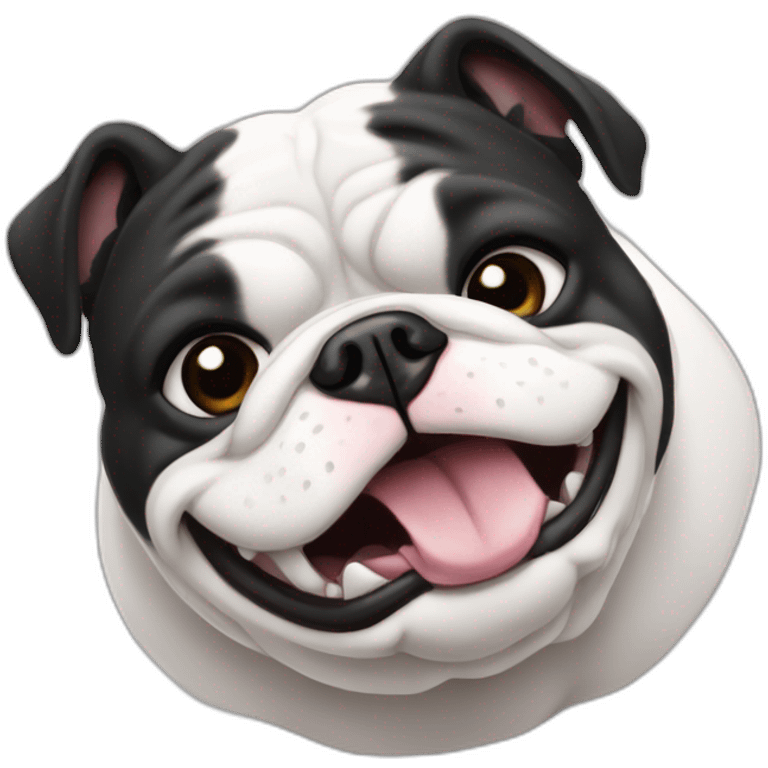 bulldog happy black and white fat emoji