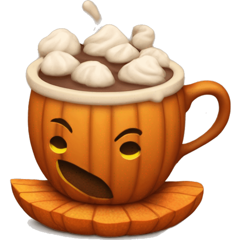 Hot cocoa in a pumpkin-shaped cup emoji