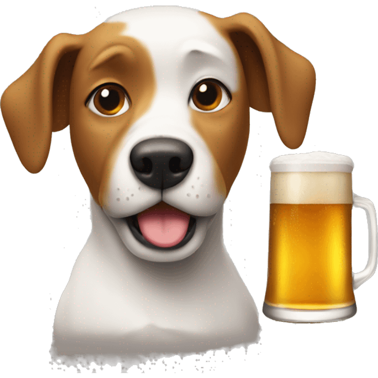 Dog drinks beer emoji