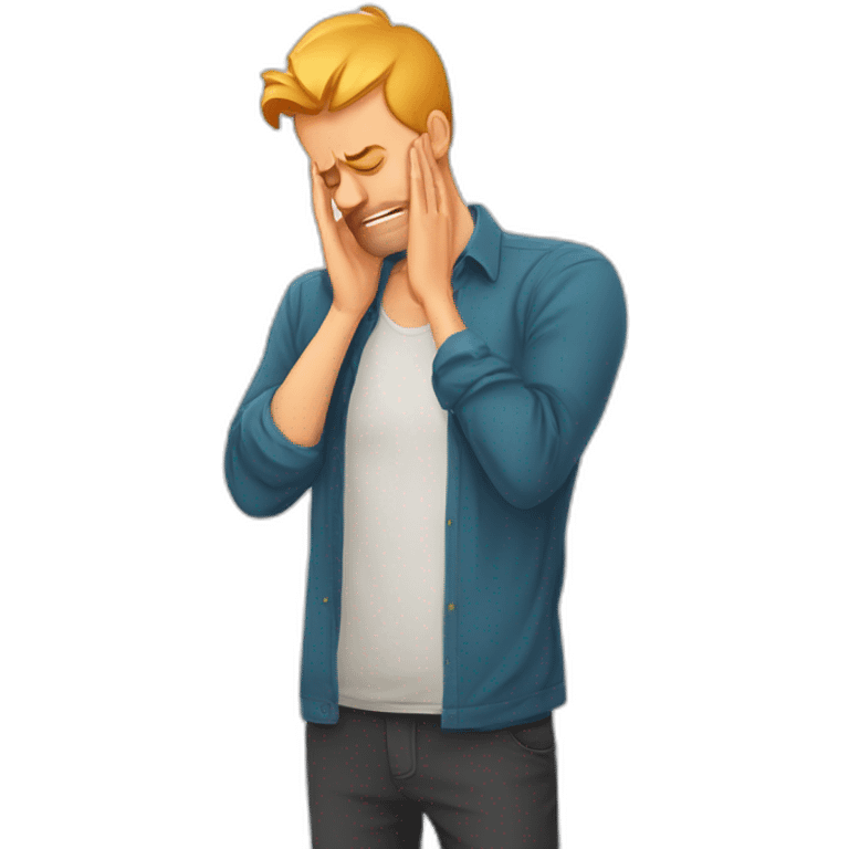 Icon of man with a gestures facepalm expression. Man with hand flopping her forehead. Headache, disappointment or shame. Epic fail emotion. Isolated vector illustration. emoji