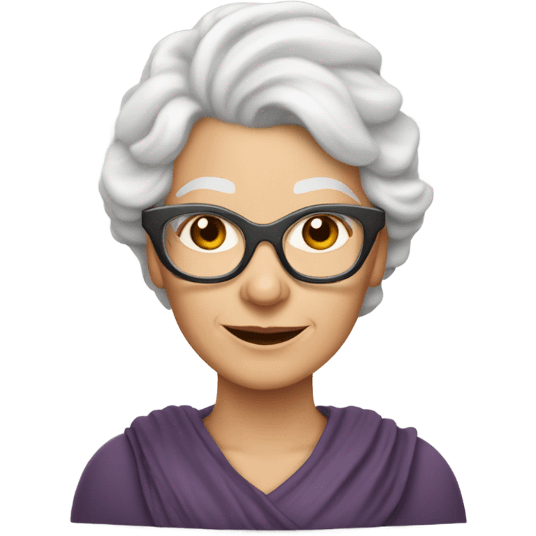 Beautiful White 70 year old white lady Warrior Princess with glasses  emoji