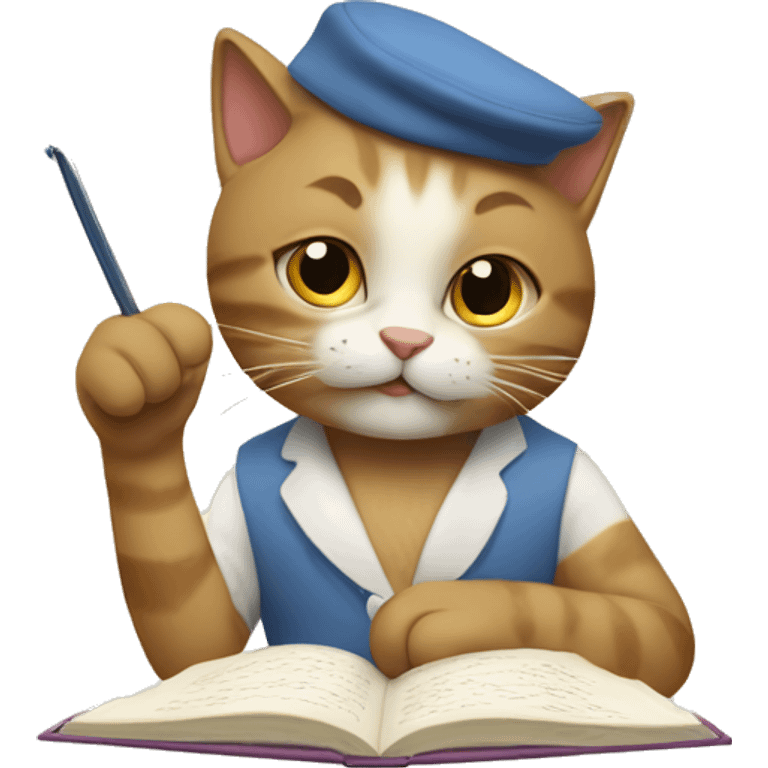 Un gato escribiendo poesía emoji