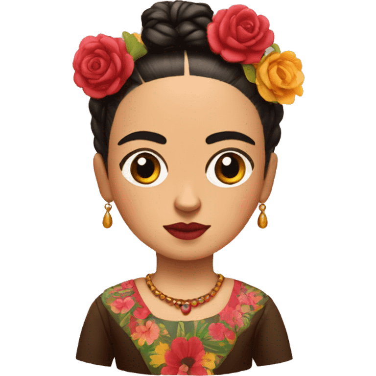 full body frida kahlo unibrow kid with paintbrush emoji