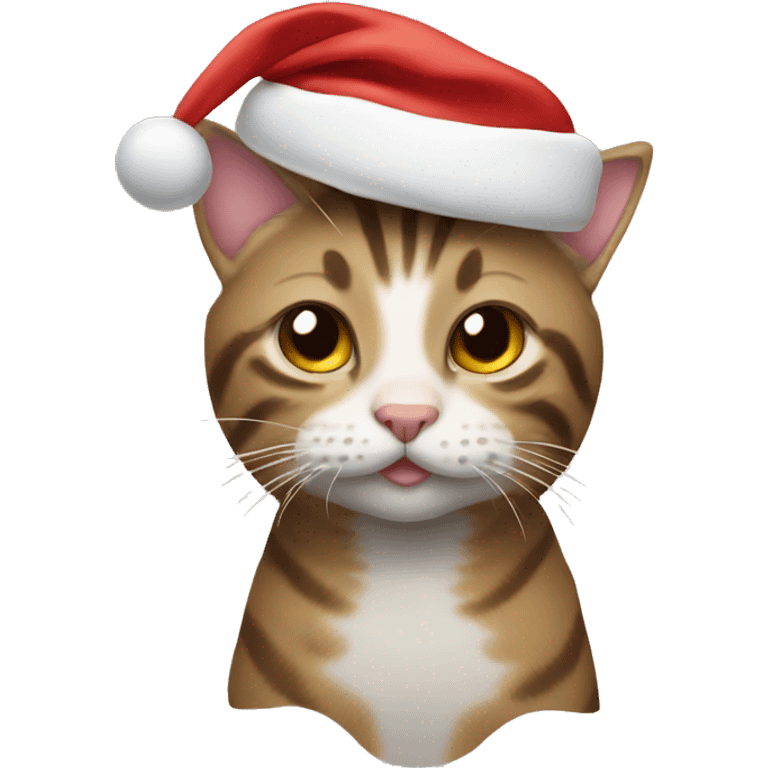 tabby cat wearing santa hat emoji