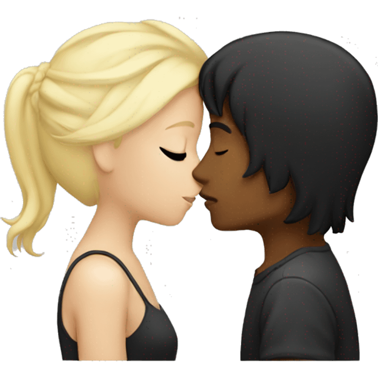 White lovers kissing boy black hair, girl blonde hair  emoji