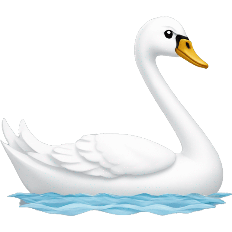 A boat shaped like a white swan emoji