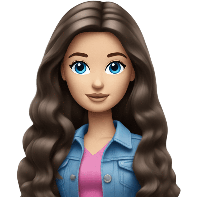 Brunette Barbie with long hair and blue eyes  emoji