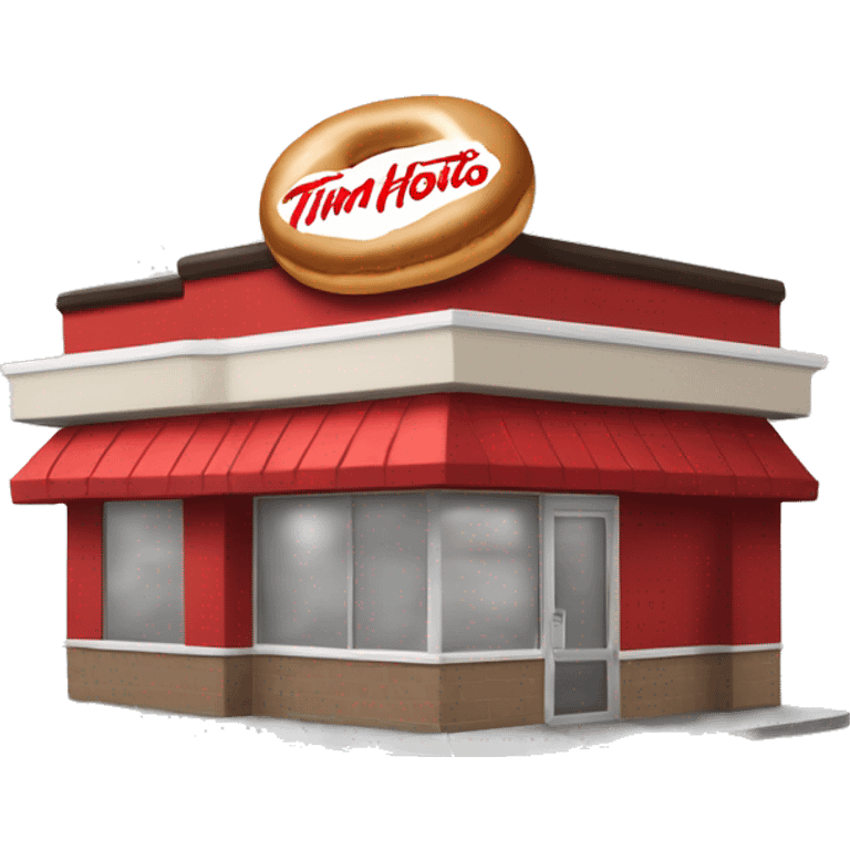 “Tim Hortons store with a red and white color scheme, featuring the classic Tim Hortons logo, a warm and welcoming design that represents a popular coffee and donut shop.” emoji