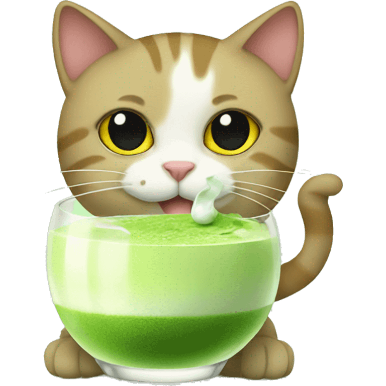 cat drinking matcha emoji