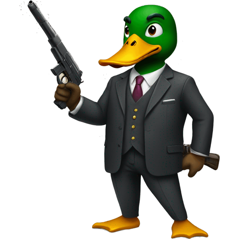 Duck man with a suit and a gun emoji