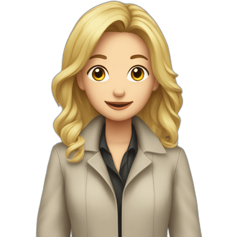 Christa en manteau dans ascenseur emoji